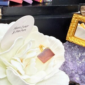 Gold Ring with Smoky Pink Stone - Elegant Women's Fashion Ring